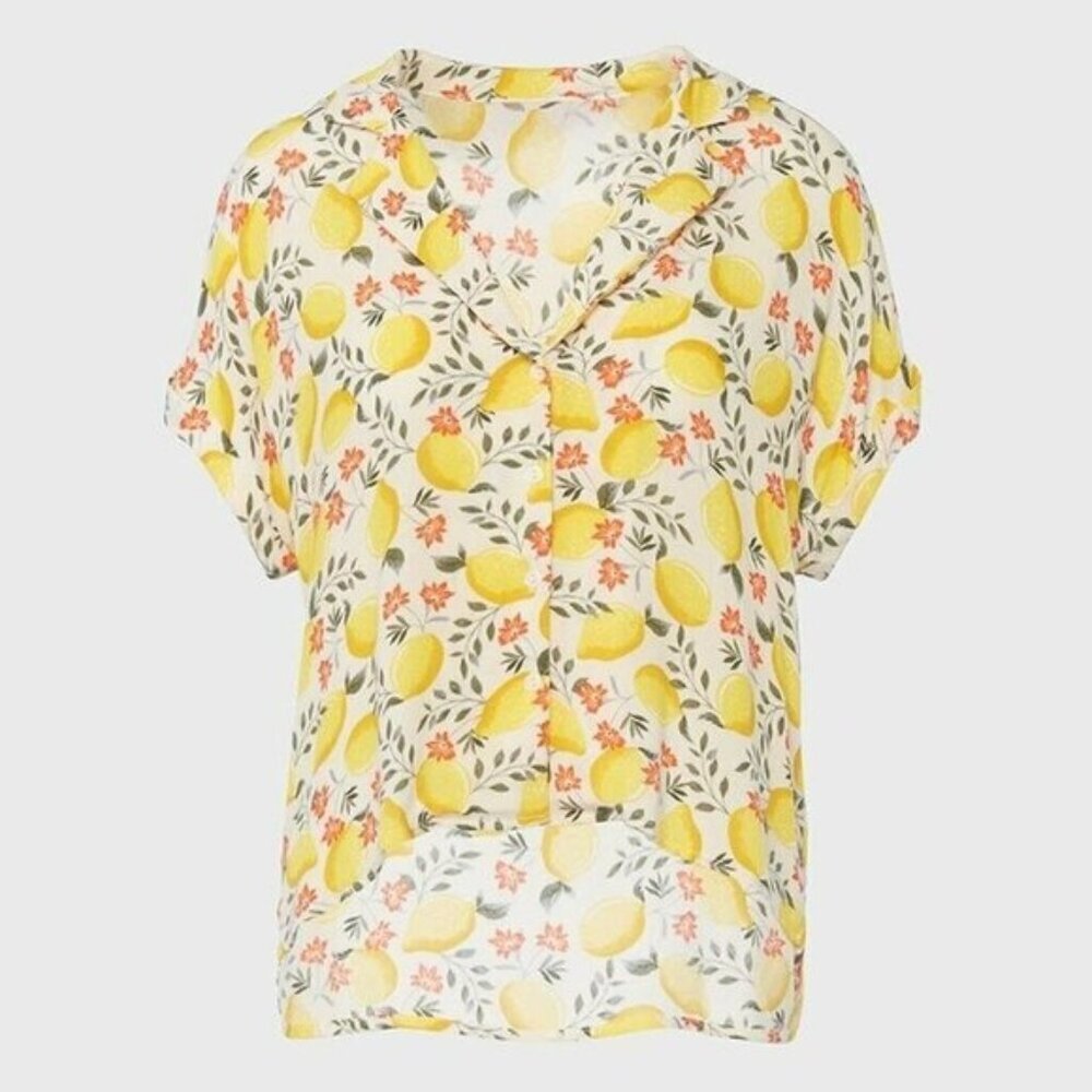 Lush Womens Lemon Print Top Size Small